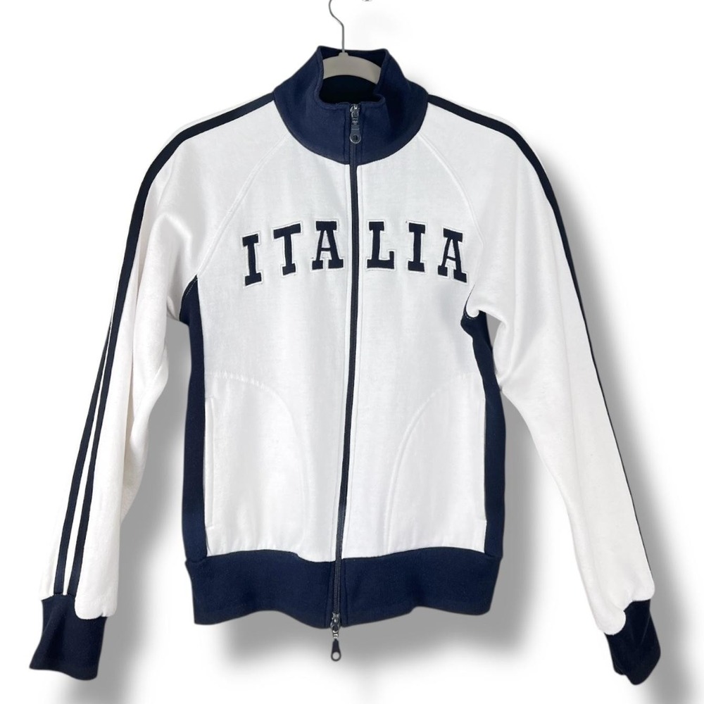 FIM‎ Italy Track Jacket Mens XS White Blue Italia Full Zip Retro Athletic 2000s